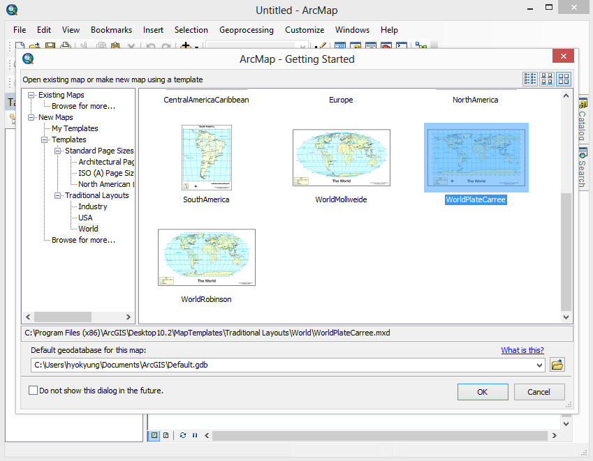 Selecting a world map in ArcMap