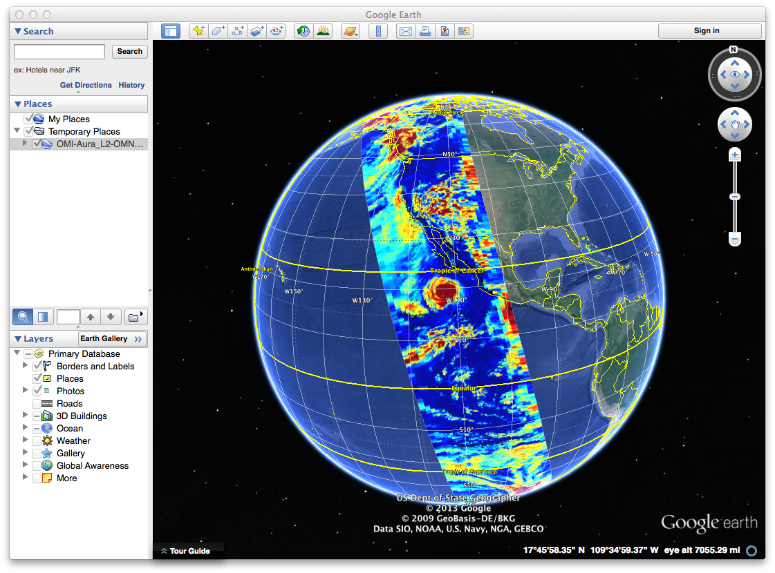 Google Earth visualizing KMZ file created by MATLAB